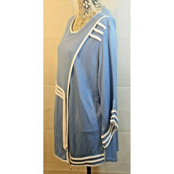 Fluide Paris Vintage 80s Womens Blue Knix Blouse Pullover Flowing Top Size XL - Picture 3 of 8